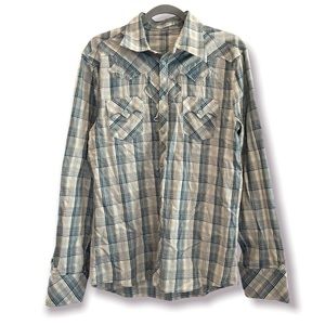 J. LINDEBERG Plaid Button Down Shirt Slim Fit Country Western Rodeo Large